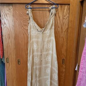 Brixton beige floral tie-shoulder maxi dress